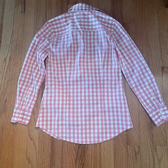 J. Crew button down, gingham salmon and white blouse - Picture 3 of 5